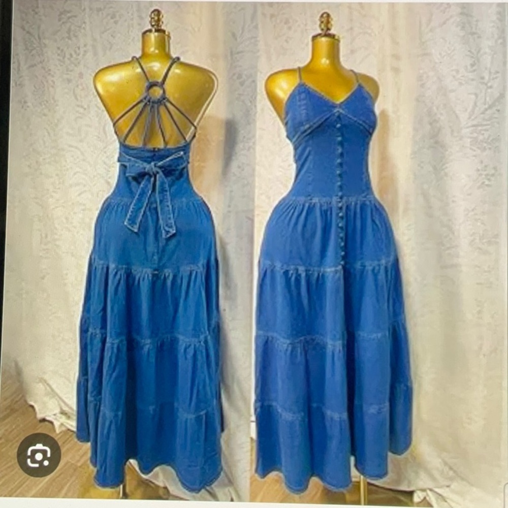 Denim Dress With Strappy Back